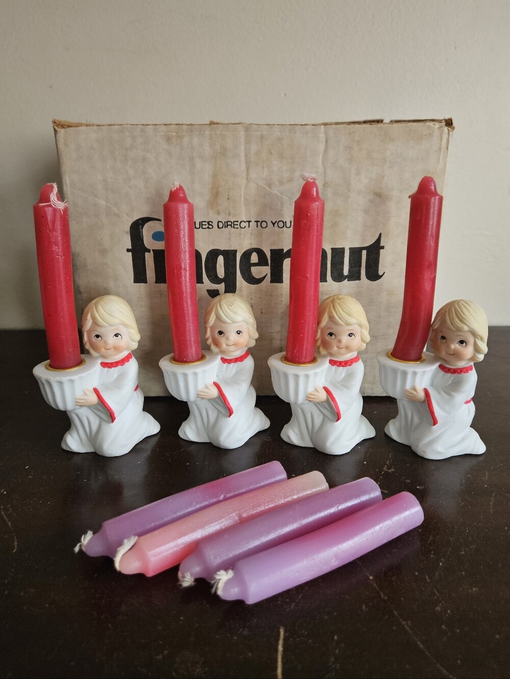 Vintage Fingerhut Loving Memories Collection Porcelain Choir Boy Candle Holders